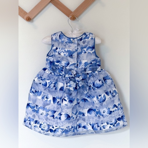 Healthtex | Toddler Girl Blue and White Sleeveless Dress - Picture 3 of 3